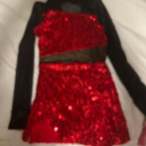 Balera Red and Black Sequin Kids Dance Costume